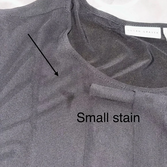 Susan Graver Classic Black Layered Pleated Front Long Sleeve Blouse Size XL - Picture 5 of 7